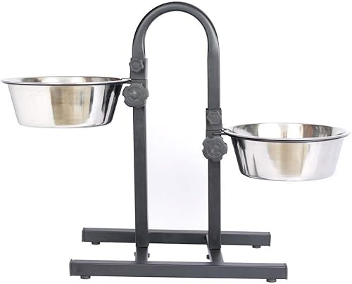 King International Cuencos elevados ajustables para perros y gatos, cuencos elevados para perros y gatos, cuencos elevados para perros con 2 cuencos