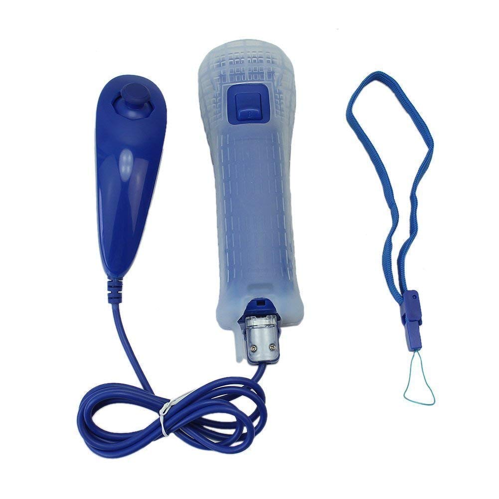Manette de Jeu Motion Plus pour Wii et Wii U, Accélérateur de Jeu Télécommandé Elégant pour Nintendo Wii et Wii U avec Housse de Protection (Bleu foncé)