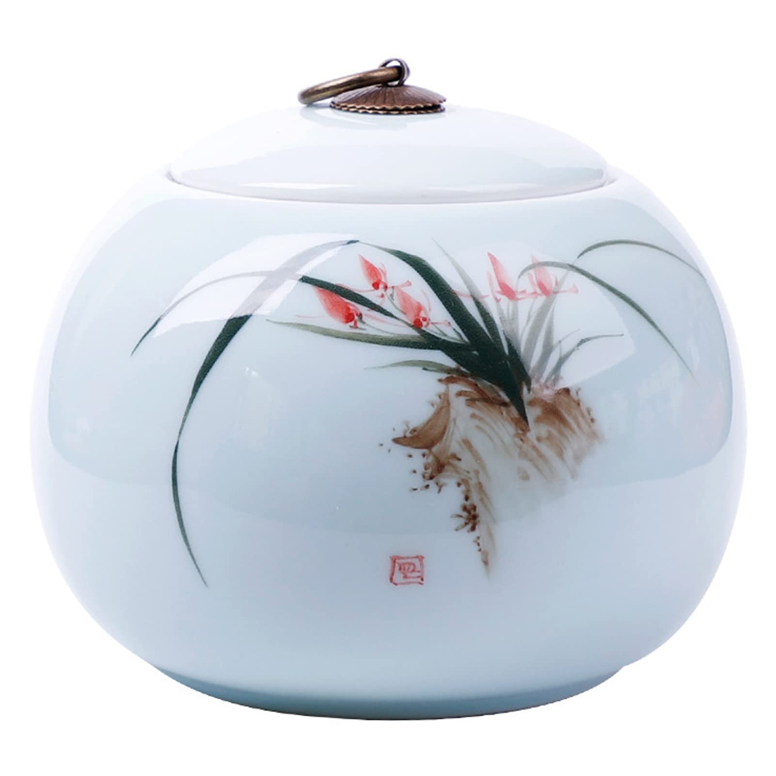 pet urn, Ceramics Ashes Urn with Hand-Painted Landscape Pattern - Medium Burial for Human Memorial and Ash Storage(Orchid)