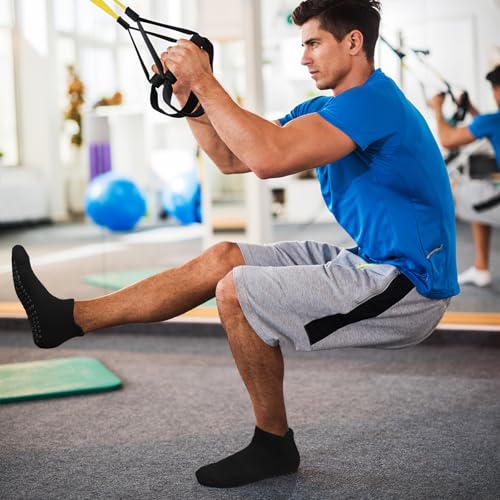 FuelMeFoot Men's Non Slip Yoga Socks with Grips Anti Slip Socks with Cushion for Hospital, Pilates, Fitness Grippy Socks2