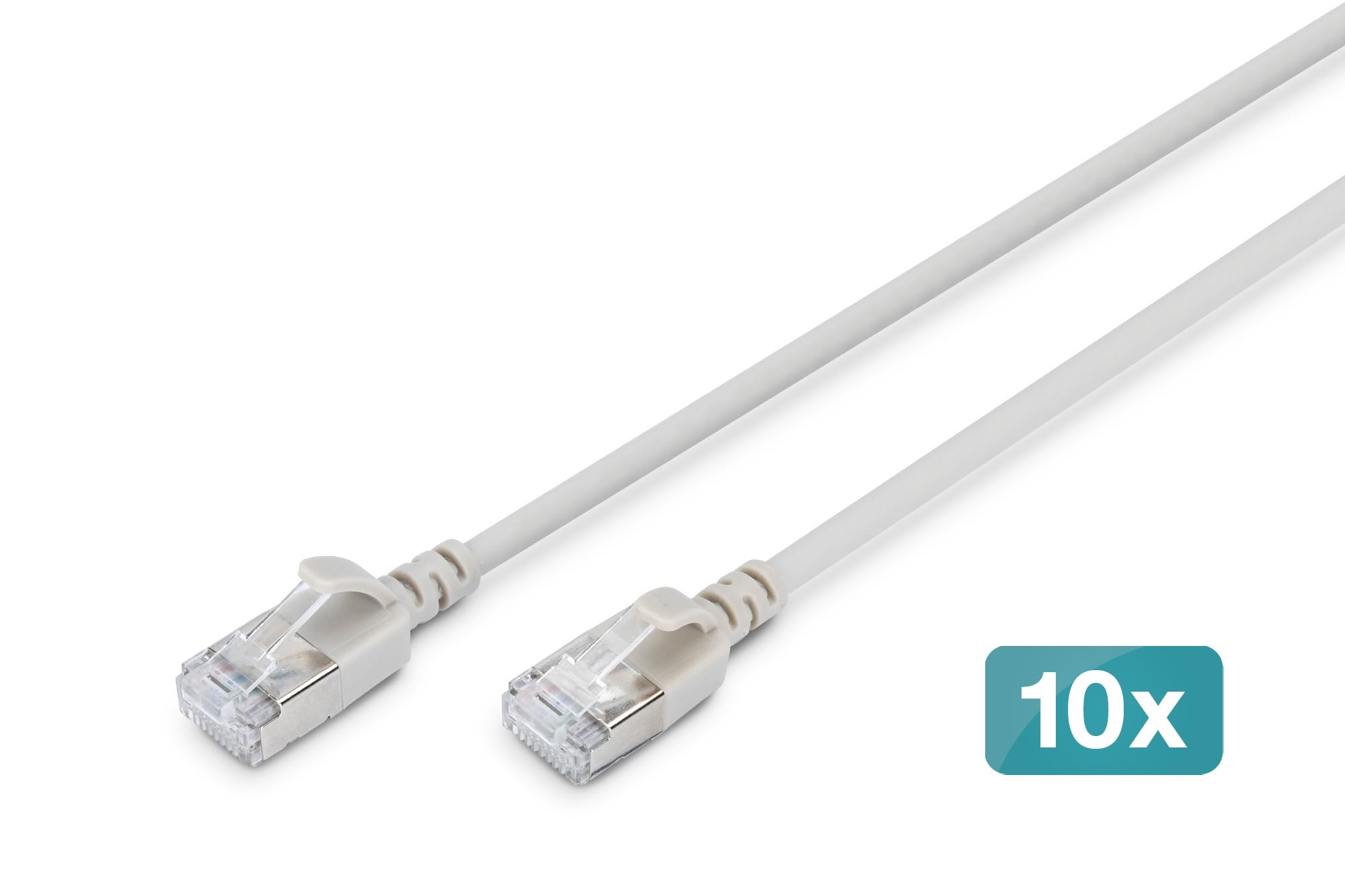 DIGITUS Câble LAN Cat 6A – 3 m – 10 pièces – Slim – F/FTP – Gris | 10 Gbit/s – Blindé – PoE+ – AWG 32/7 – LSZH – Câble réseau RJ45 – Compatible Cat 6 et Cat 7