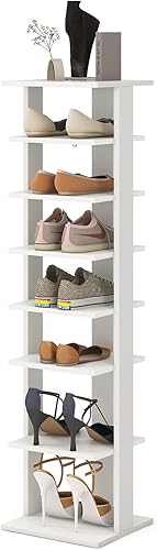 COSTWAY Zapatero vertical de 8 niveles, organizador de almacenamiento de zapatos alto y estrecho con estante extraĂble para botas, kit antivuelco, COSTWAY Zapatero vertical de 8 niveles, organizador de almacenamiento de zapatos alto y estrecho con estante extraĂble para botas, kit antivuelco,