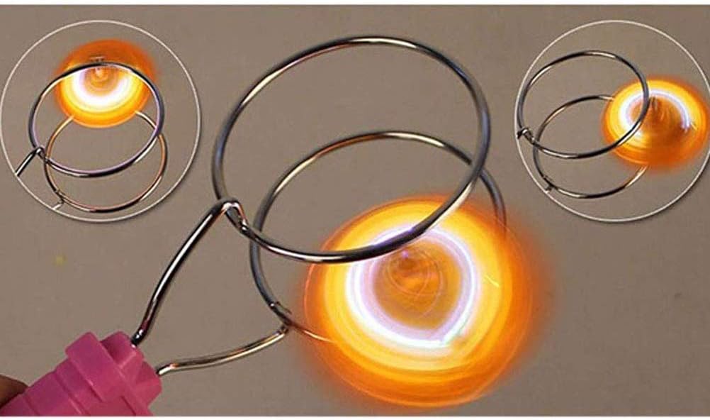 Colorful LED Spinning, Magical Centrifugal Light Effects with Sliding Track, for Kids Gifts Random Color Plastic Gyro (Colorful)