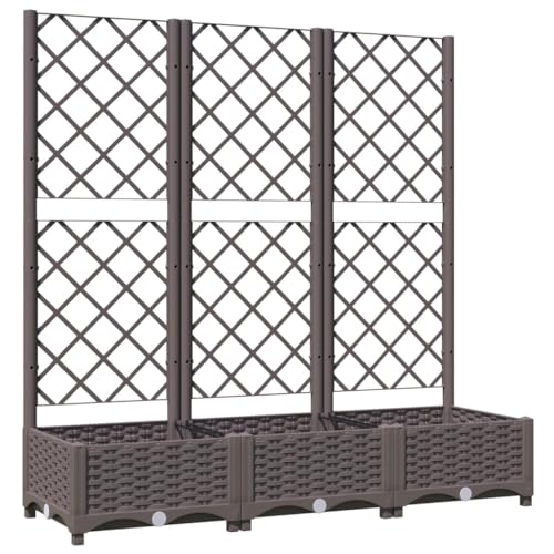vidaXL Jardinera de jardín con Enrejado marrón 120x40x121,5 cm PP
