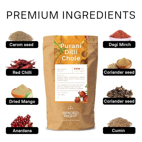 Image of Spiced Right Purani Dilli Chana /Chole Masala Powder | Pack of 3 | 100g | Blended with Traditional Indian Spice & Flavors for an Authentic Taste | Best for Cooking Sabji, Chhole, Chana, & Chickpeas.