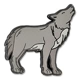 PinMart's Gray Howling Wolf Wild Animal Enamel Lapel Pin – 1 Piece