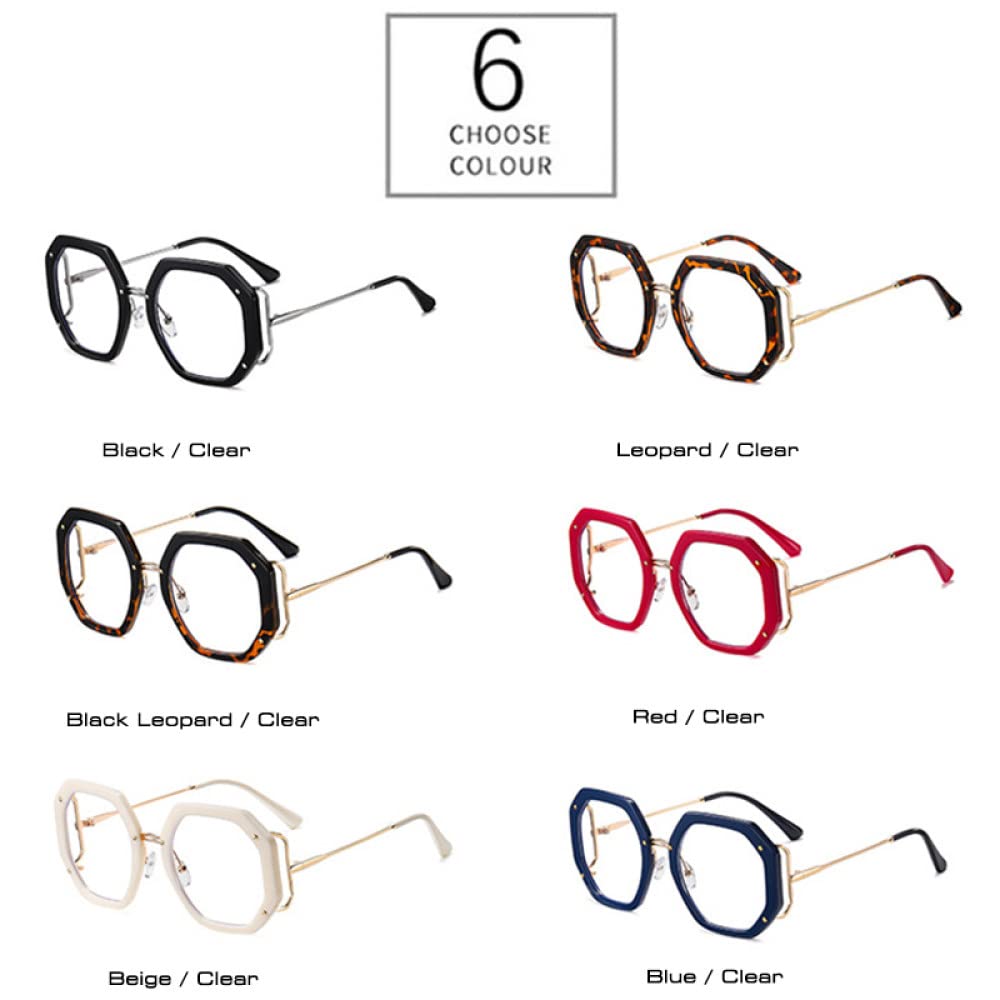 Retro Wielokąt Kwadratowe Kobiety Okulary Ramki Jasne Soczewki Okulary Zawias Wiosna Mężczyźni Okulary Ramki