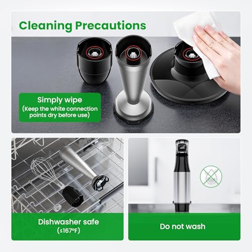 Image of Turelar Immersion Blender Handheld Corded Hand Blenders Set 1100W, Trigger Variable Speed 5 in 1 Stick Emulsifier with Chopper, Whisk and Frother for Soup, Baby Food and Smoothies,Black