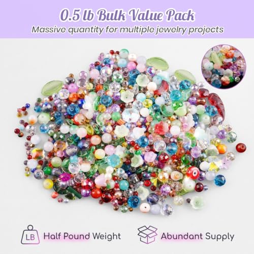 Image of PATPAT Glass Crystal Beads 4-18mm Mixed Half Pound Jewellery Craft Set