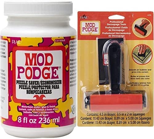 Mod Podge Puzzle Saver (8-Ounce), CS15068 & 08658000986 Professional Decoupage Tool Set, 2295, Multicolor