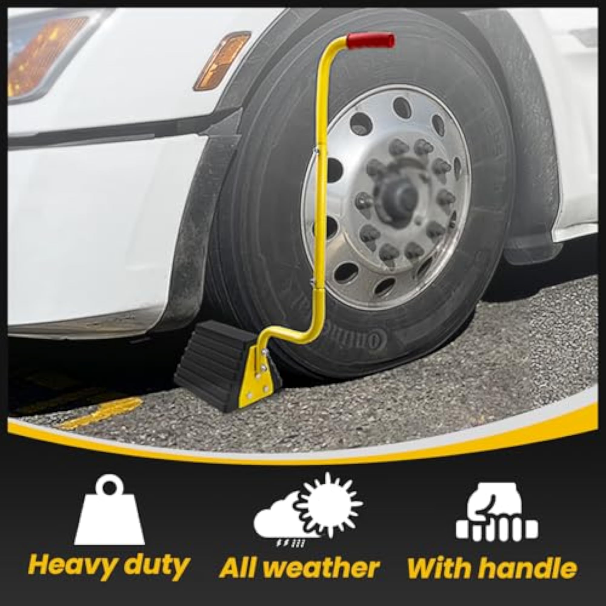 Heavy Duty Rubber Wheel Chock with Handle