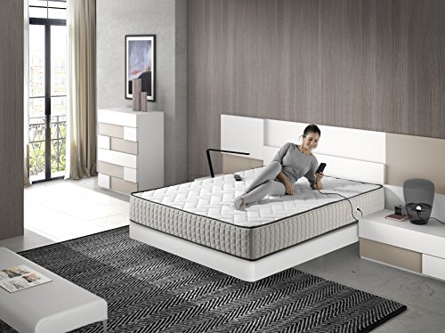 ECODE® Colchón Deluxe Alpes Massager, 16 vibromotores ondulantes + 2 Mando Tapa desenfundable+Lavable 160x190