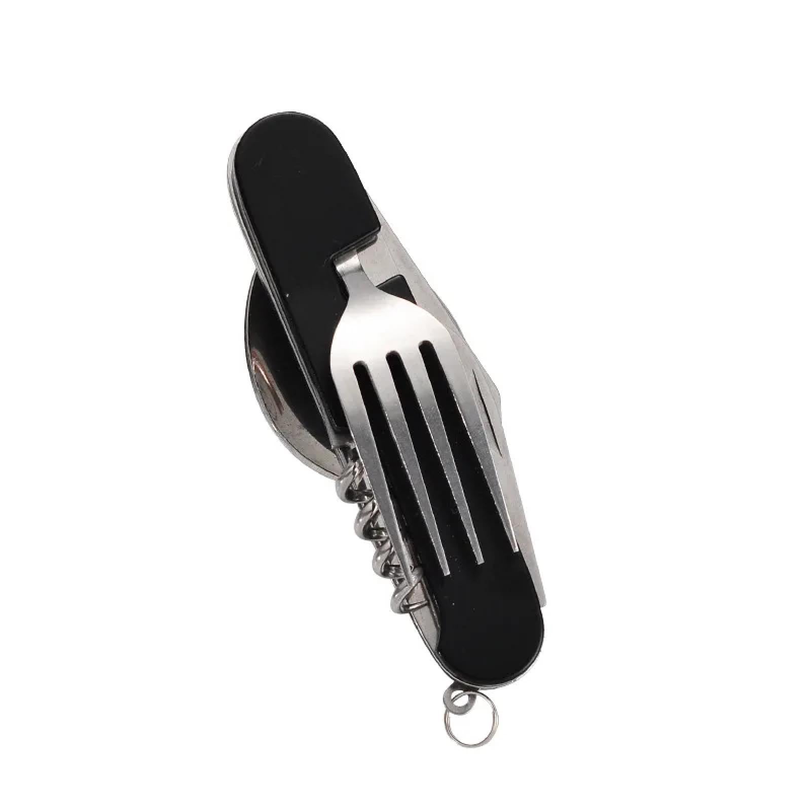 ZuoXun Tablespoon Set 4 in 1 Foldable Spoon Knife Fork Bottle Opener Stainless Steel Folding Pocket Kits Outdoor Tableware Set