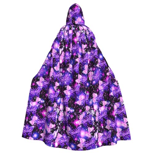 Cape à capuche imprimé papillon violet costume cosplay adulte et déguisement bal masqué