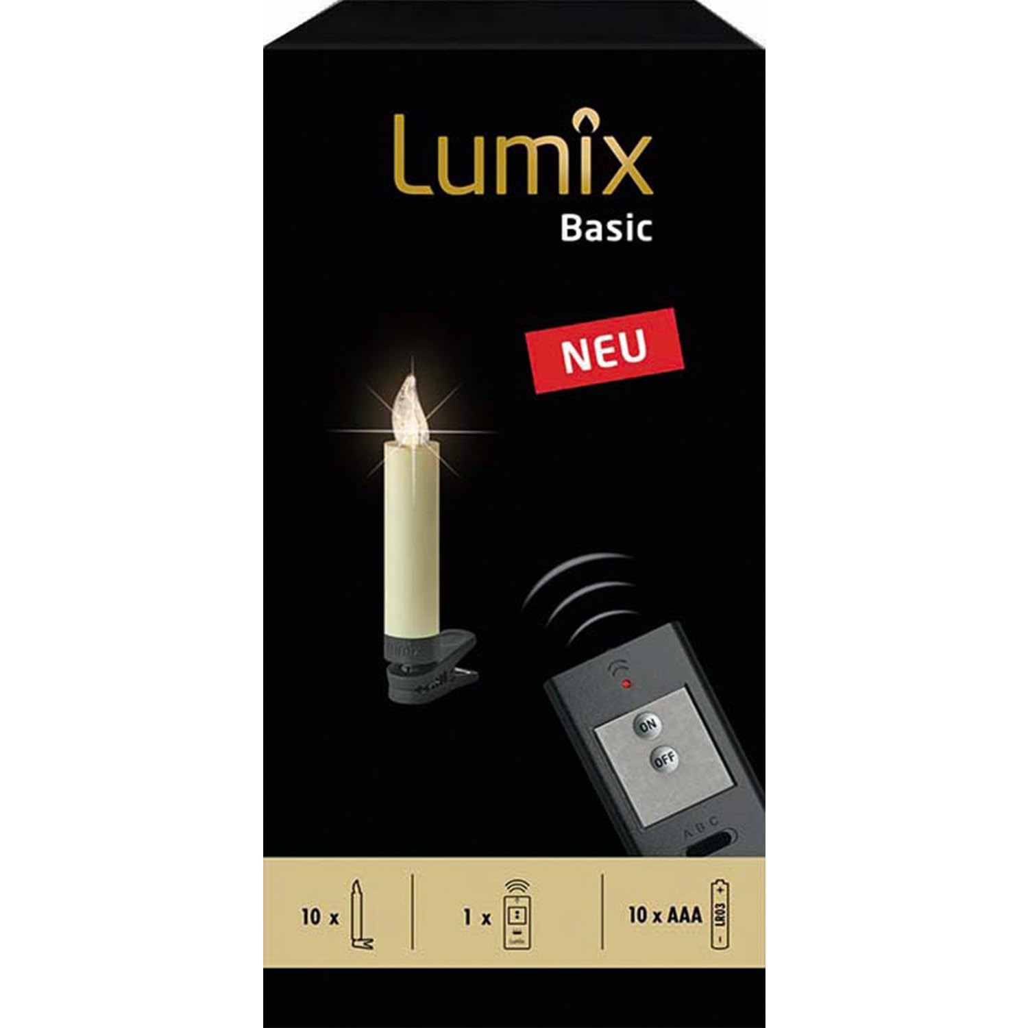 Lumix® LED kabellose Weihnachtsbaum Christbaumkerzen Basic Mini 10er Basis-Set Warmweiß inkl. Fernbedienung ohne Timer Elfenbein 9cm 75460