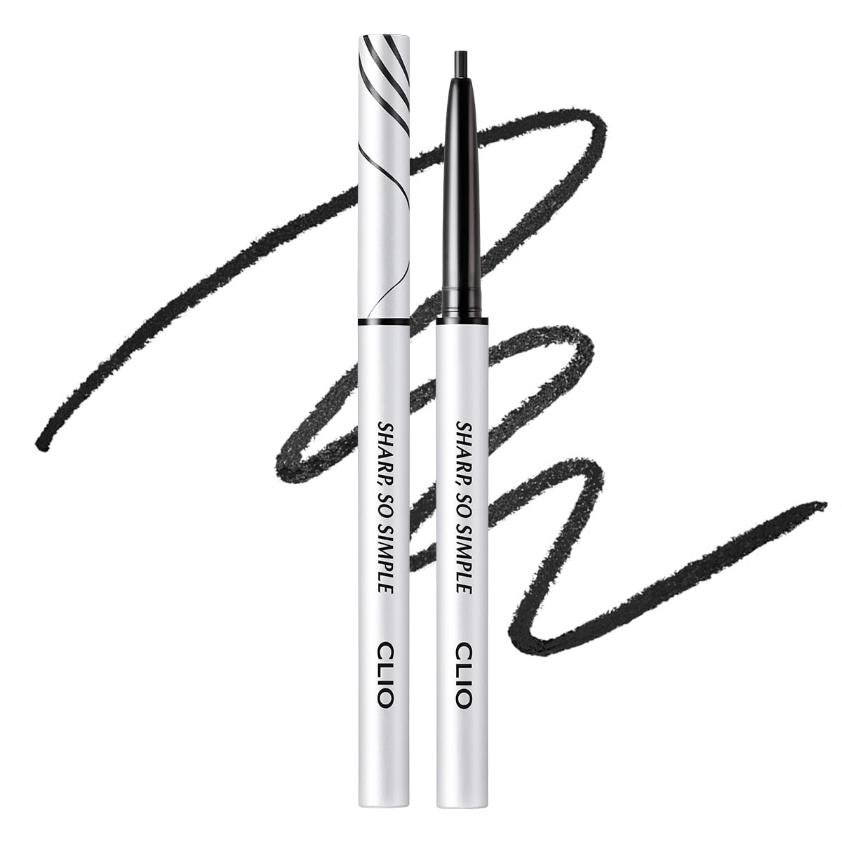 CLIO Sharp So Simple Waterproof Pencil Liner, 2mm Ultra Slim Precision Tip, Smooth Tug Free Glide, Smudge Resistant Long Wear Formula, Clean Eye Definition, Easy Control For Daily Makeup (001 Black)