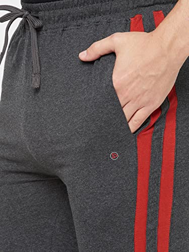Image of sporto Anthra Melange Modern Slim Fit Track Pants for Men with Zippered Pockets