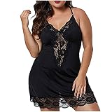 Women Plus Size Chemise Lingerie Sexy Satin Chemise Lace Trim Nightgowns Silk Nighty Lingerie Sets B