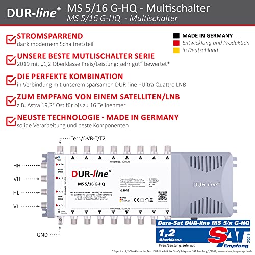 Multiswitch satellite DUR-line MS 5/16 G-HQ pour seize décodeurs TV - 2