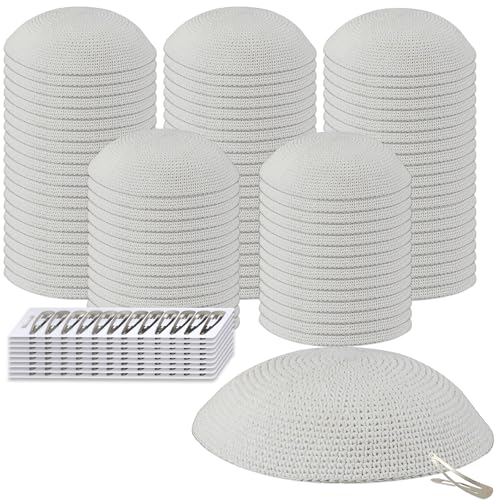 Image of Zion Judaica Quality Knit Kippahs Bulk Packs Knitted Kippot and Single Hand-Knit Kippas Kipa Clips Included