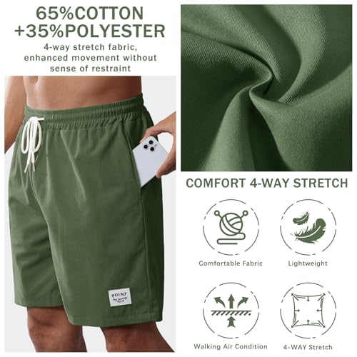 Image of Mens Corduroy Shorts Cotton Blend Lightweight Soft Summer Shorts Elastic Waist Beach Casual Short for Men with Pockets