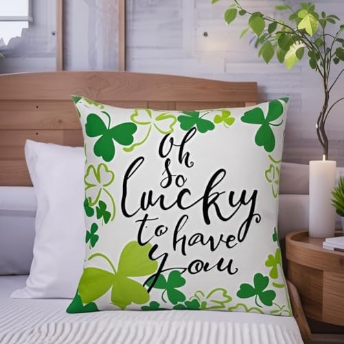 Lucky Shamrock Pillow St. Patrick's Day Decorative Throw Pillow L...