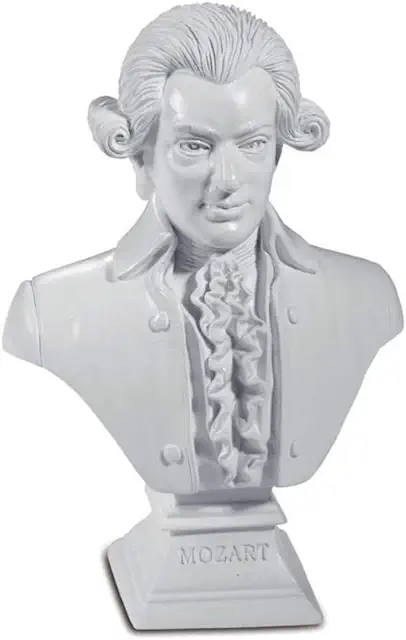 Kleine Mozart Büste Weiß - Polyresin Figur 12,5x9x4,5cm
