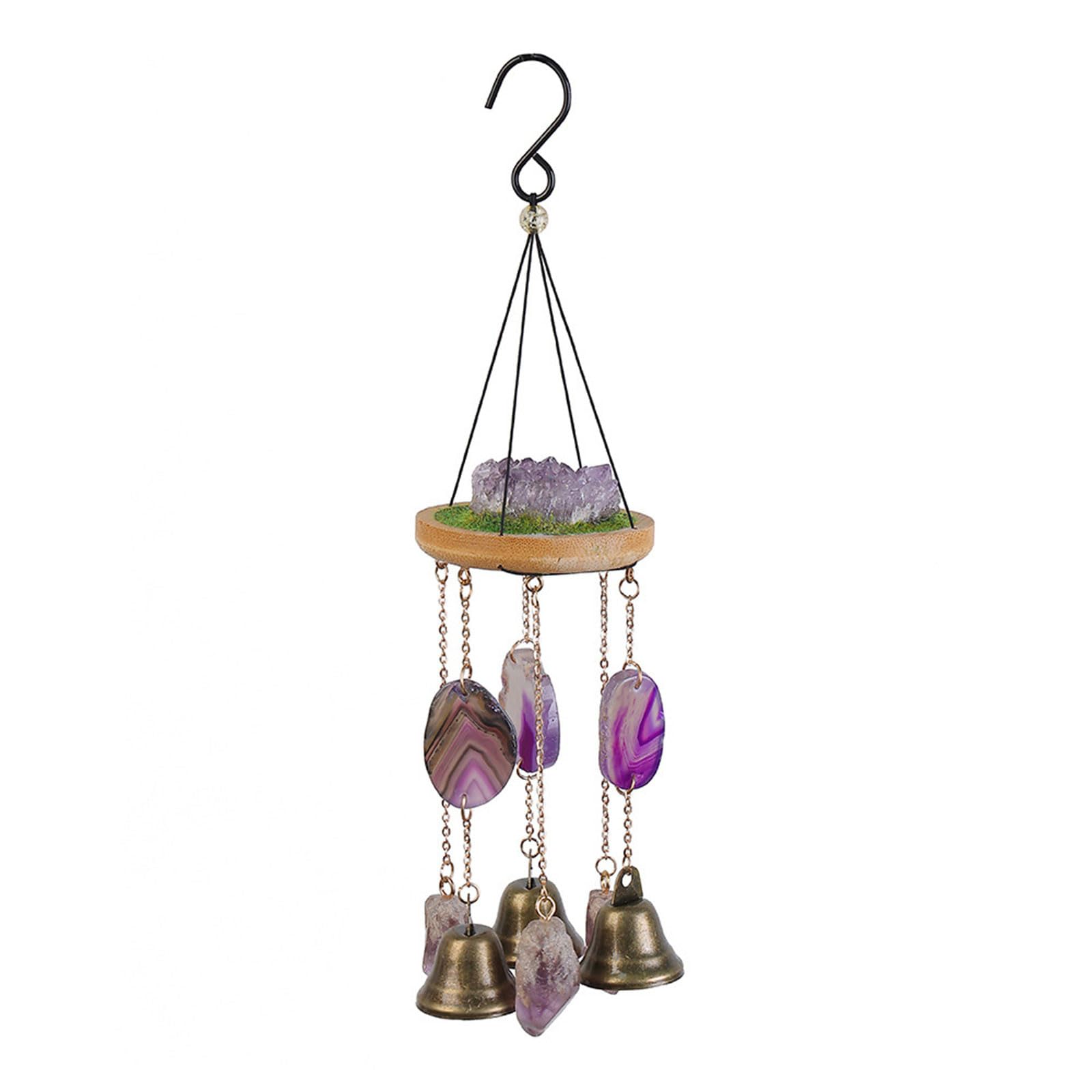 Hsioluted Rural Fashion Metal Carillons Air Toll with Chalcedony Wood Factors Flexible Inside Decorative Accent Fengshui Chalcedony Air Toll