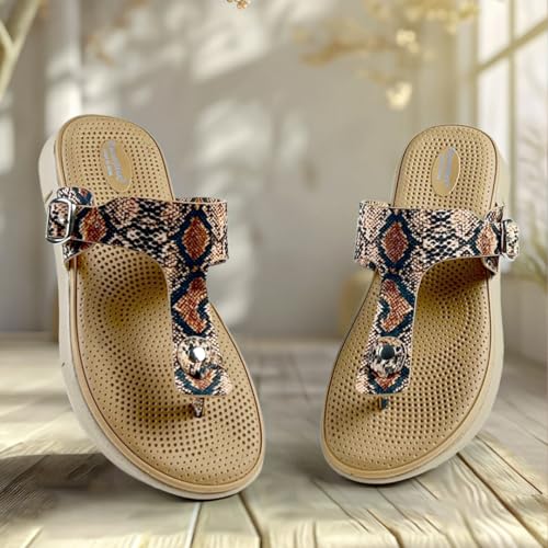 Image of KazarMax Amelia Lightweight | Cushioned | Bounce Back | Floral Printed Flat Thong Sandals For Women