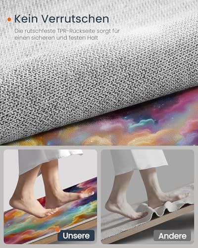 Tapis rond nébuleuse arc-en-ciel 160 cm lavable et antidérapant
