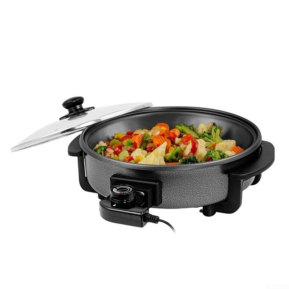 Padella elettrica versatile da 42 cm con coperchio, 1500 W, antiaderente, per feste (profondità 4 cm)