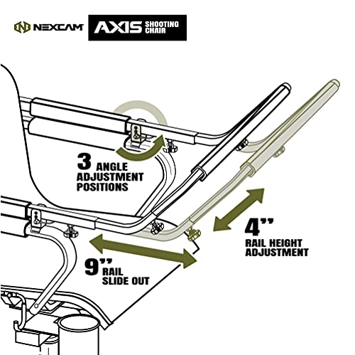 Nexcam® Axis Sc 360 Shooting Chair. First Of Its Kind Dual-Axis Swivel And Tilting Shooting Chair With Rail. Patent Pending #TOP3
