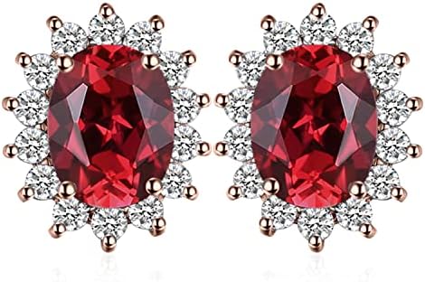JewelryPalace Princess Diana Kate Middleton Class Gemstone Birthstone Sapphire Emerald Ruby Stud Earrings for Women, 14k Gold Plated 925 Sterling Silver Earrings for Women, Earings Set