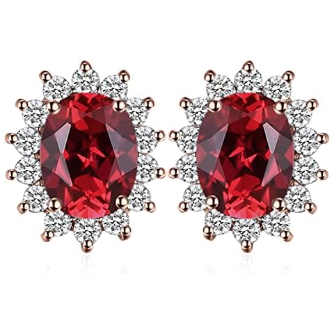 JewelryPalace Pendientes Mujer Granate Ovalado Cover