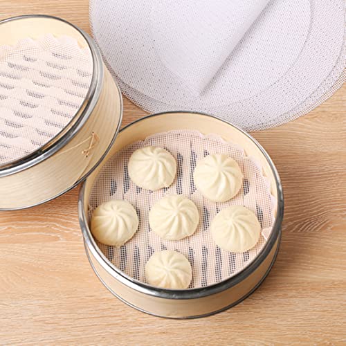 Silicone Steamer Liners Dehydrator Sheets, Famolay 6Pcs Bamboo Steamer Liner 10 Inch Fruit Dehydrator Non Stick Reusable Mesh Baking Mat For Fruit Dryer Steamed Buns Dumplings Baking Supplies #TOP2