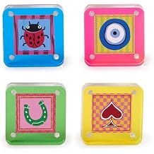 Two's Company Color Pop 3x3 Mini Acrylic Photo Frame set of 4 Assorted 4 Colors Pink, Blue, Green, Yellow - Acrylic