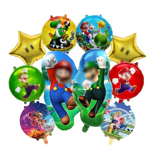 Kit de décoration d'anniversaire sur le thème des dessins animés, 10 pièces décorations de ballons sur le thème des jeux vidéo, inclure Ronds, Étoile à cinq branches, Ballon en forme humaine