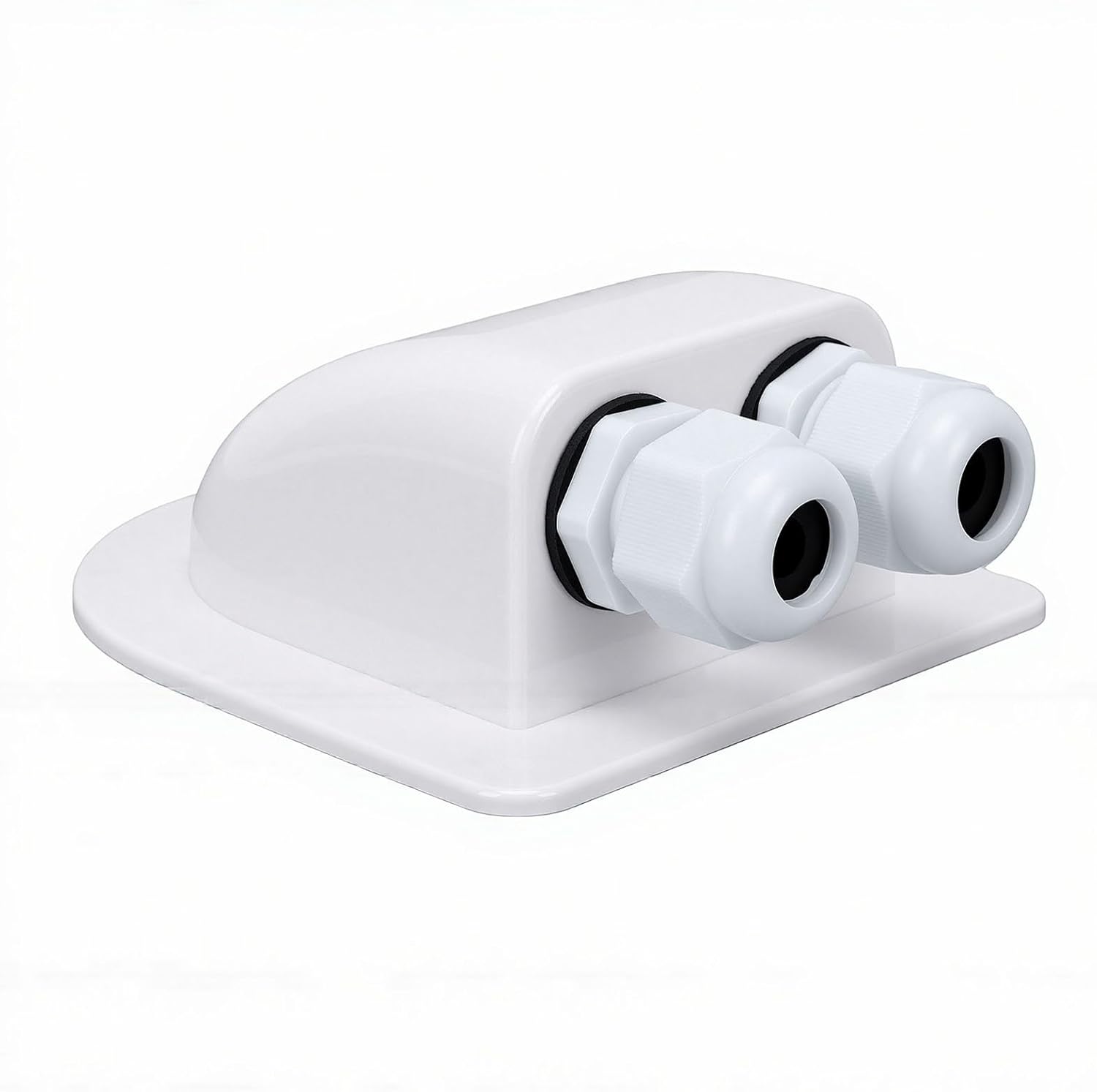 RV Solar Double Cable Entry Gland Box White ABS Solar Cable Gland