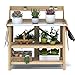 Giantex Outdoor Garden Wooden Potting Work Bench Station Planting Workbench W/ 3 Shelf(Light Cyan)