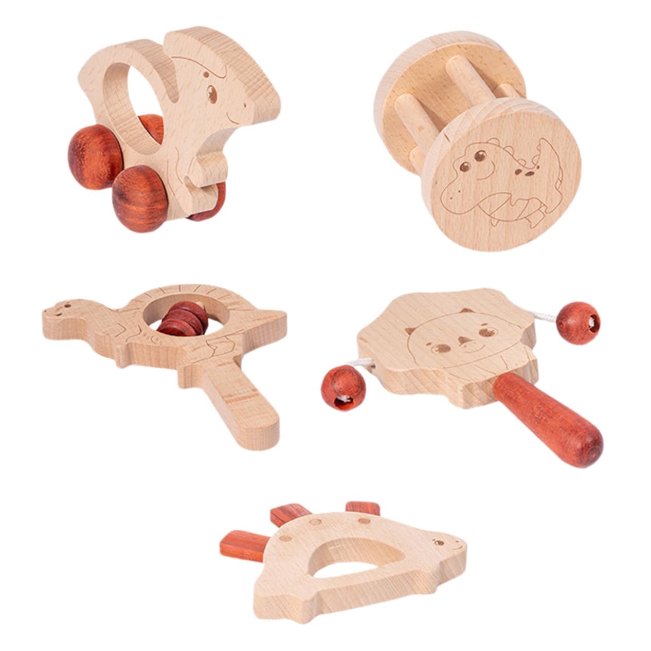 5 Sonagli in Legno per Bambino Bambina Leggeri e Facili da Trasportare, Giocattoli Musicali per Feste di Bambino Bambina e Prima Età