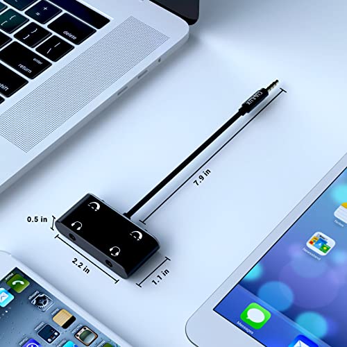 Cubilux podzielnik słuchawek z tłumikiem głośności, 3.5mm męski na podwójny żeński, pozwala 2 osobom dzielić muzykę. Kompatybilny z MacBook, laptopami, telefonami, tabletami, MP4, MP3