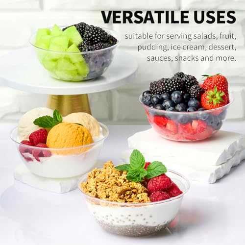 TOFLEN 12 oz Clear Plastic Bowls, 50 Pack Disposable Small Hard Plastic Serving Bowls for Party, Ice Cream, Dessert, Fruit, Appetizer, Soup, Snack, Home or Event Party Supplies by TOFLEN - Image 4