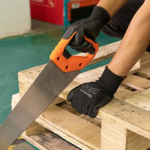 Foto von ANDANDA Arbeitshandschuhe, Arbeitshandschuhe Herren mit PU Beschichtung für Montagearbeit，Mechaniker, Gartenarbeit und Bauarbeiten,Arbeitshandschuhe herren Gr. 10, 6 Paar，Schwarz