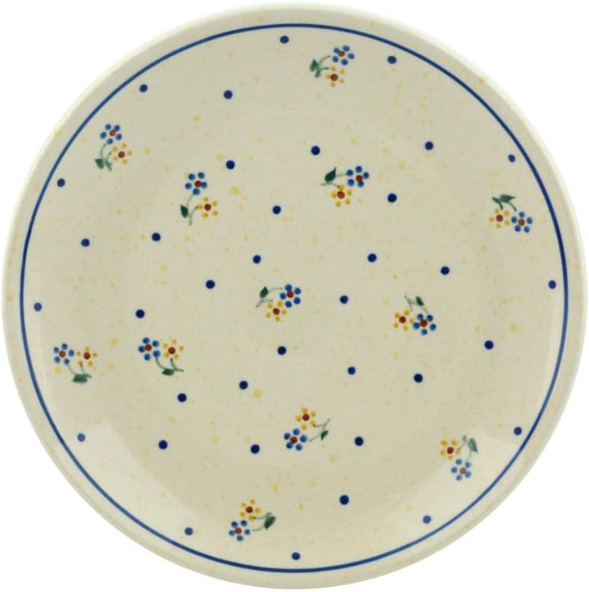 Polmedia Polish Pottery Dessert Plate - Country Meadow Pattern Handmade in Boleslawiec Poland + Certificate of Authenticity