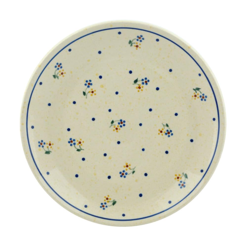 Authentic Polish Pottery Dessert Plate in Country Meadow Design Handmade in Boles?awiec Poland + Certificate of Authenticity