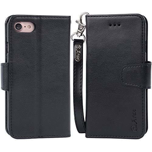Arae Case For Iphone 7 / Iphone 8 / Iphone Se3 2022 / Iphone Se 2020, Premium Pu Leather Wallet Case With Kickstand And Flip Cover For Iphone 7/8 / Se 3Rd Generation/Se 2020 4.7 Inch, Black #TOP4