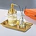 Vintage Farmhouse Decor Metal Vanity Tray(2 Pack),Countertop Guest Hand Towel Storage Organizer Tray Dispenser, Sturdy Holder for Perfume,Cosmetics, Jewelry, Makeup Bathroom Organizer（Gold）