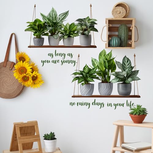 Adhesivo de pared plantas en maceta 30x90 cm verde miniatura 7
