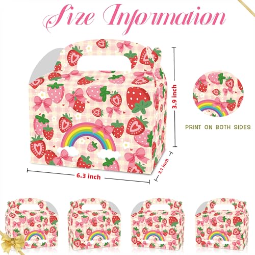 BFHUILTD 12 Pcs Cute Pink birthday party Decorations,Rainbow Party Supplies, Bow Strawberry party favor boxes,Birthday Supplies for Girl by BFHUILTD - Image 2