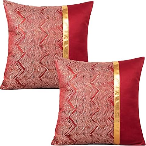 Tennove Cushion Covers 45 x 45cm Luxury Shining Geometric Jacquard Decorative Throw Pillow Case Throw Set of 2 Square Splicing Cushion Cases Protectors for Couch Sofa Home Décor Cover